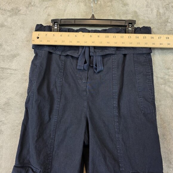 Ulla Johnson Pants Womens 6 Navy Blue Cargo Joggers Paperbag Waist Drawstring - Picture 2 of 11